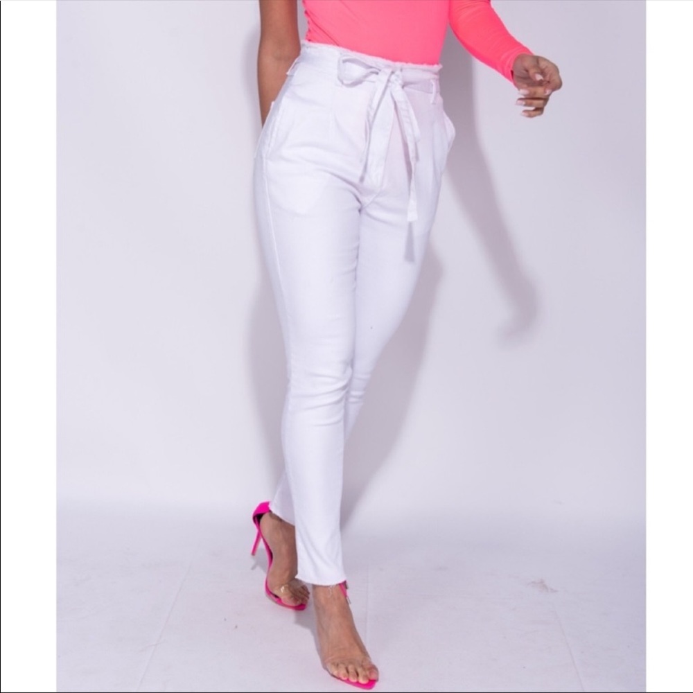 White Paperbag Jeans